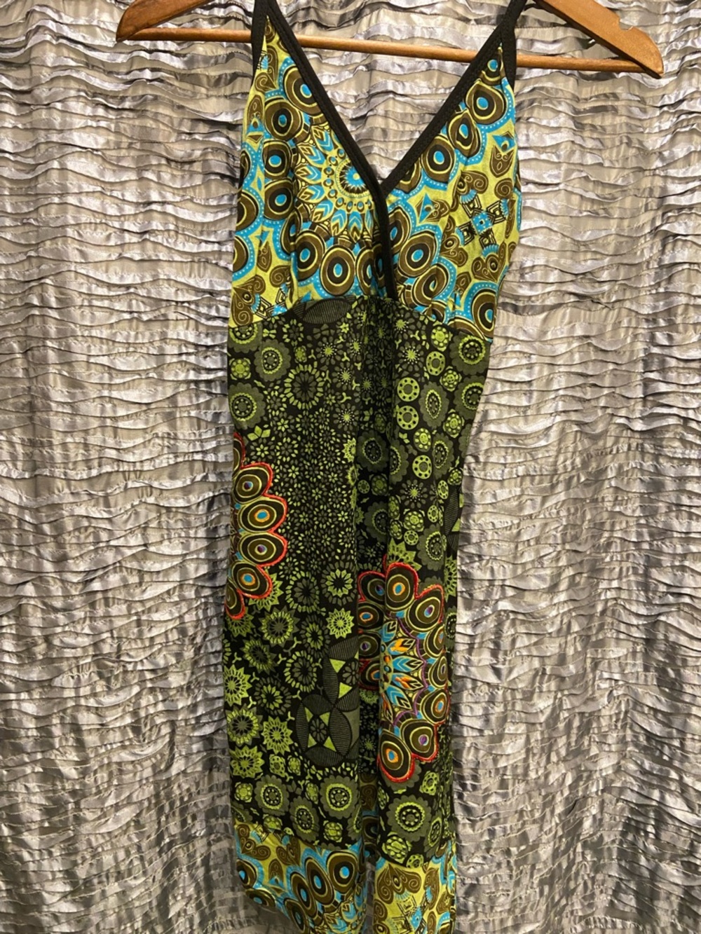 Green & Blue Printed Maxi Dress
